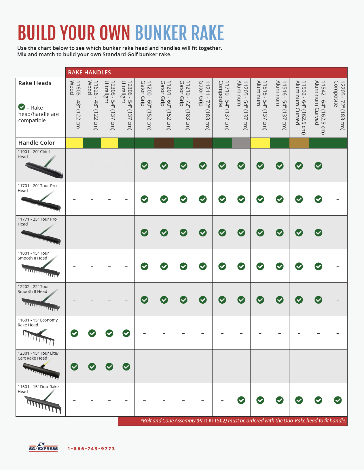 Standard Golf Bunker rakes, sand trap rakes and new Chief bunker rake